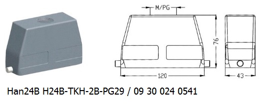 Han 24B H24B-TKH-2B-PG29 09 30 024 0541 hood top entry OUKERUI Harting ILME Heavy duty connector.jpg